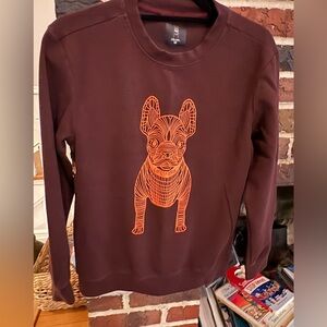 LIFEWORK Men's Brown Orange Dog Graphic Long Sleeve Crew Neck Sweatshirt M